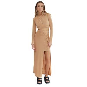 NWT Significant Other Ivy Skirt 6 Sand Midi Slit Draped Knot Resort Vacation